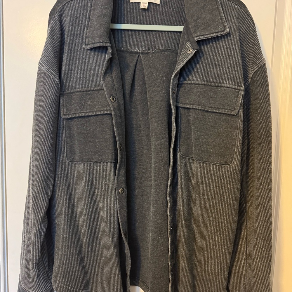 Thread & Supply Gray Utility Jacket with Collared Neckline